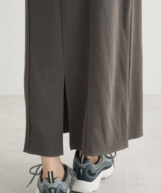 Green Parks ドロストイージーウエスト裏毛Ｉラインスカート Charcoal Gray