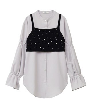 earth music&ecology ＳＥＴ２点パールビスチェ＋シャツ Black