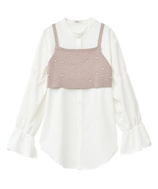 earth music&ecology ＳＥＴ２点パールビスチェ＋シャツ Beige