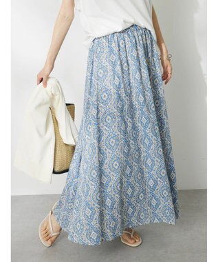 CRAFT STANDARD BOUTIQUE インド綿Ａラインスカート Blue