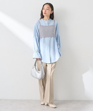 earth music&ecology ＳＥＴ２点パールビスチェ＋シャツ Gray