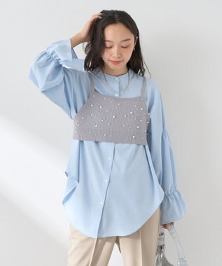 earth music&ecology ＳＥＴ２点パールビスチェ＋シャツ Gray