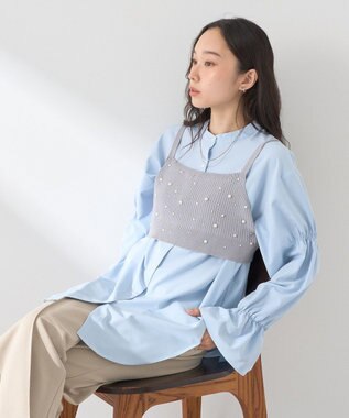 earth music&ecology ＳＥＴ２点パールビスチェ＋シャツ Gray