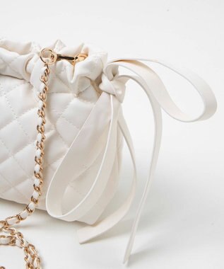 WEGO サイドリボンキルティングショルダー ホワイト