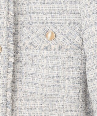 ANY SIS L ツイードノーカラーミドル ジャケット グレーミックス