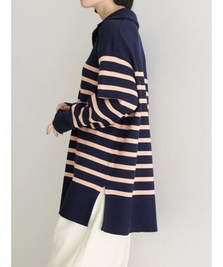 AMERICAN HOLIC バイパチ衿付きニットチュニック Navy