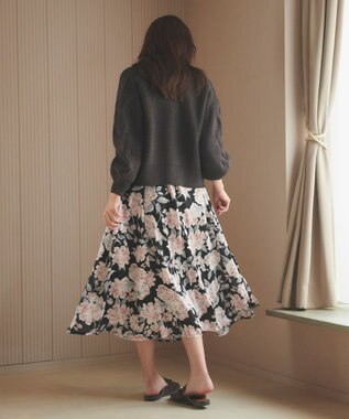 Feroux 【洗える】サイドケーブルバルキー カーディガン グレー系