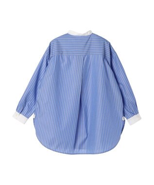 AMERICAN HOLIC イージーケアバンドカラーシャツチュニック Stripe