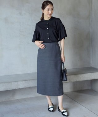 組曲 ギャザースリーブクリア カットソー ブラック系