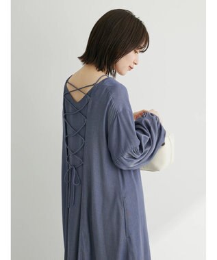 Green Parks ・ｆｕｒｒｙ　ｒａｔｅ　バックレースアップワンピース Light Gray