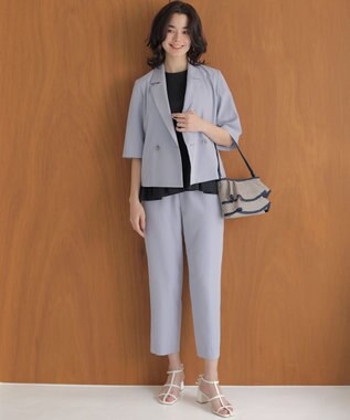 組曲 【WEB限定】トリコットジャージー ペプラムカットソー ネイビー系