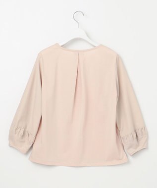 J.PRESS LADIES L コンビジャージー ギャザースリーブ カットソー ピンク系