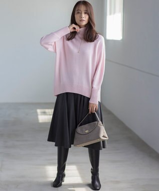 組曲 【WEB限定カラーあり】ウールライクストレッチ フレアスカート チャコールグレー系