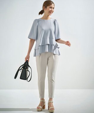 組曲 【接触冷感・吸湿冷感・UVカット】スタイルアップジャージー パンツ サンドベージュ系