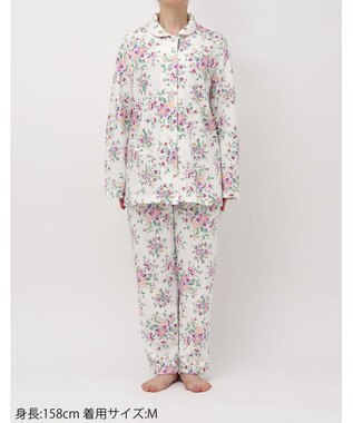 WACOAL ワコール_リラックス＆スリープ パジャマ 綿混(本体) あったか 長袖 長ズボン ミントン レディース NDW462 /ワコール ホワイト