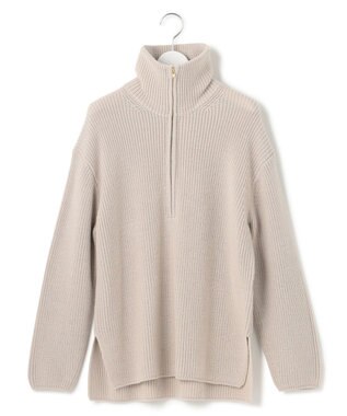 23区 L 【洗える】ウールコード ハーフジップ ニット ライトベージュ系