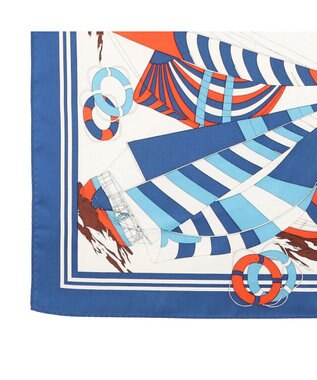 UNBILLION kakatoo ヨット柄シルクミニスカーフ ブルー