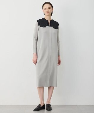 ICB L クリアレーヨンストレッチ ニットワンピース オリーブグレー