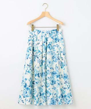組曲 S スプレーローズプリント フレアスカート ブルーグラデーション系5