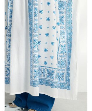 CRAFT STANDARD BOUTIQUE パネル柄ウエスト切り替えボリュームワンピース Blue