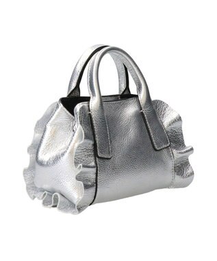 INTER-CHAUSSURES 【RIPANI】メタリックレザーフリルデザインミニバッグ シルバー