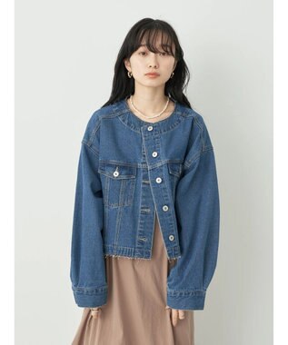 earth music&ecology ノーカラーＧジャン Medium Indigo