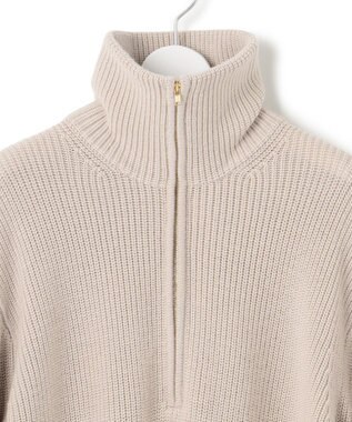 23区 L 【洗える】ウールコード ハーフジップ ニット ライトベージュ系