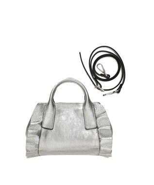 INTER-CHAUSSURES 【RIPANI】メタリックレザーフリルデザインミニバッグ シルバー
