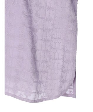 Green Parks インド綿 SET２点 刺繍７分丈ブラウス＋タンクトップ Purple