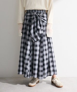 Green Parks イージーケアチェックボリュームスカート Black