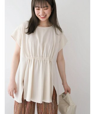 Green Parks 変形ストライプジャガードチュニック Light Beige