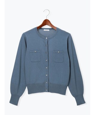 Te chichi ポケットデザインクルーネックカーディガン ブルー