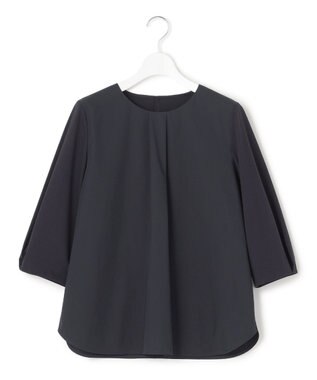 23区 【洗える】ブラウスライクジャージー プレーン カットソー ネイビー系