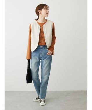 Green Parks フェイクレザーベスト Ecru