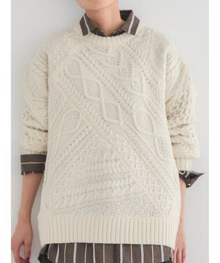 AMERICAN HOLIC パッチワークケーブルニットチュニック Ivory