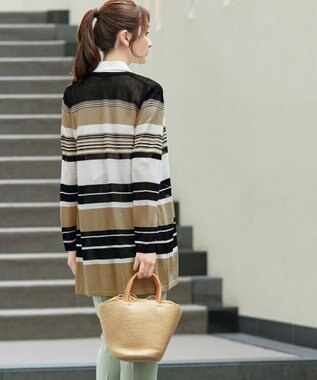 Tiaclasse マルチボーダーカーディガン ブラック