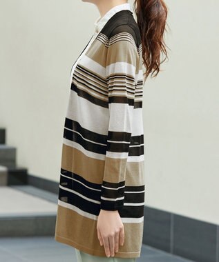 Tiaclasse マルチボーダーカーディガン ブラック