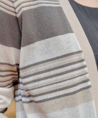 Tiaclasse マルチボーダーカーディガン グレージュ