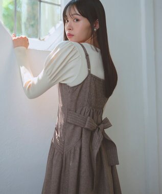 Feroux バッグリボン ジャンパースカート ダークブラウン系