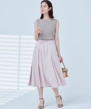 組曲 L 【WEB限定】エアリーフラワージャガード フレアスカート ピンクグレージュ系