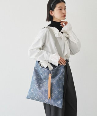russet デニムジャガード2WAYビッグトートバッグ(CE-1687) Indigo