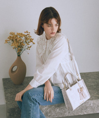 Maison de FLEUR フラワーガーデンプリント2Wayスクエアトート Pink