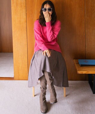 組曲 L 【WEB限定】ネコアシツィード プリーツスカート ダークブラウン系