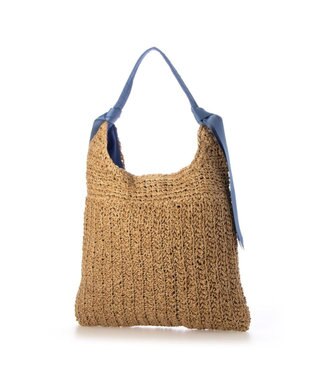 UNBILLION カシュカシュ cachecache / 下がりグログラン柄編みトートバッグ ブルー