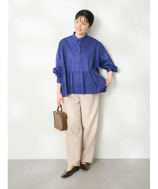 CRAFT STANDARD BOUTIQUE ペプラムブラウス（長袖） Blue