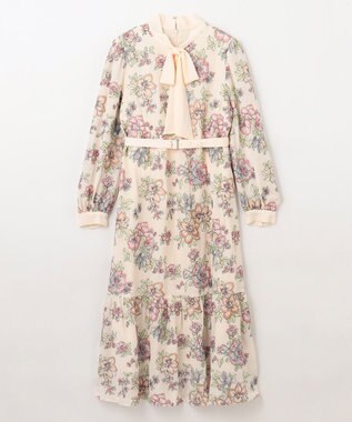 GRACE CONTINENTAL フラワー刺繍ボウタイワンピース キナリ