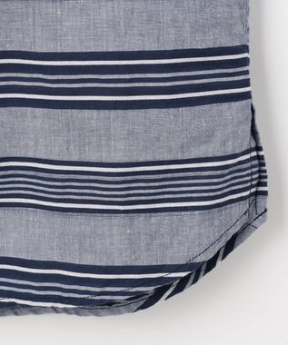 JOSEPH ABBOUD MOUNTAIN 【SPACE／UNISEX】七分袖 ランダムボーダー シャツ ネイビー系2