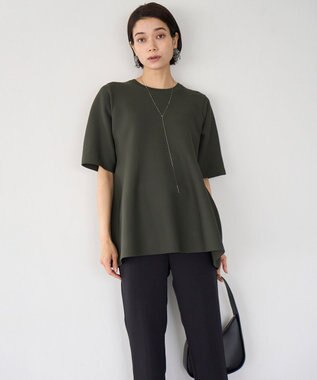 UNFILO ハーフスリーブ ペプラムニット カーキ