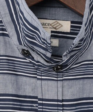 JOSEPH ABBOUD MOUNTAIN 【SPACE／UNISEX】七分袖 ランダムボーダー シャツ ネイビー系2