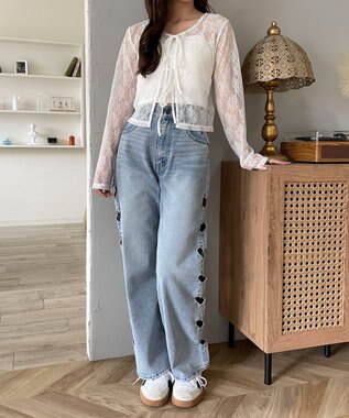 WEGO レースリボンカーディガン ホワイト